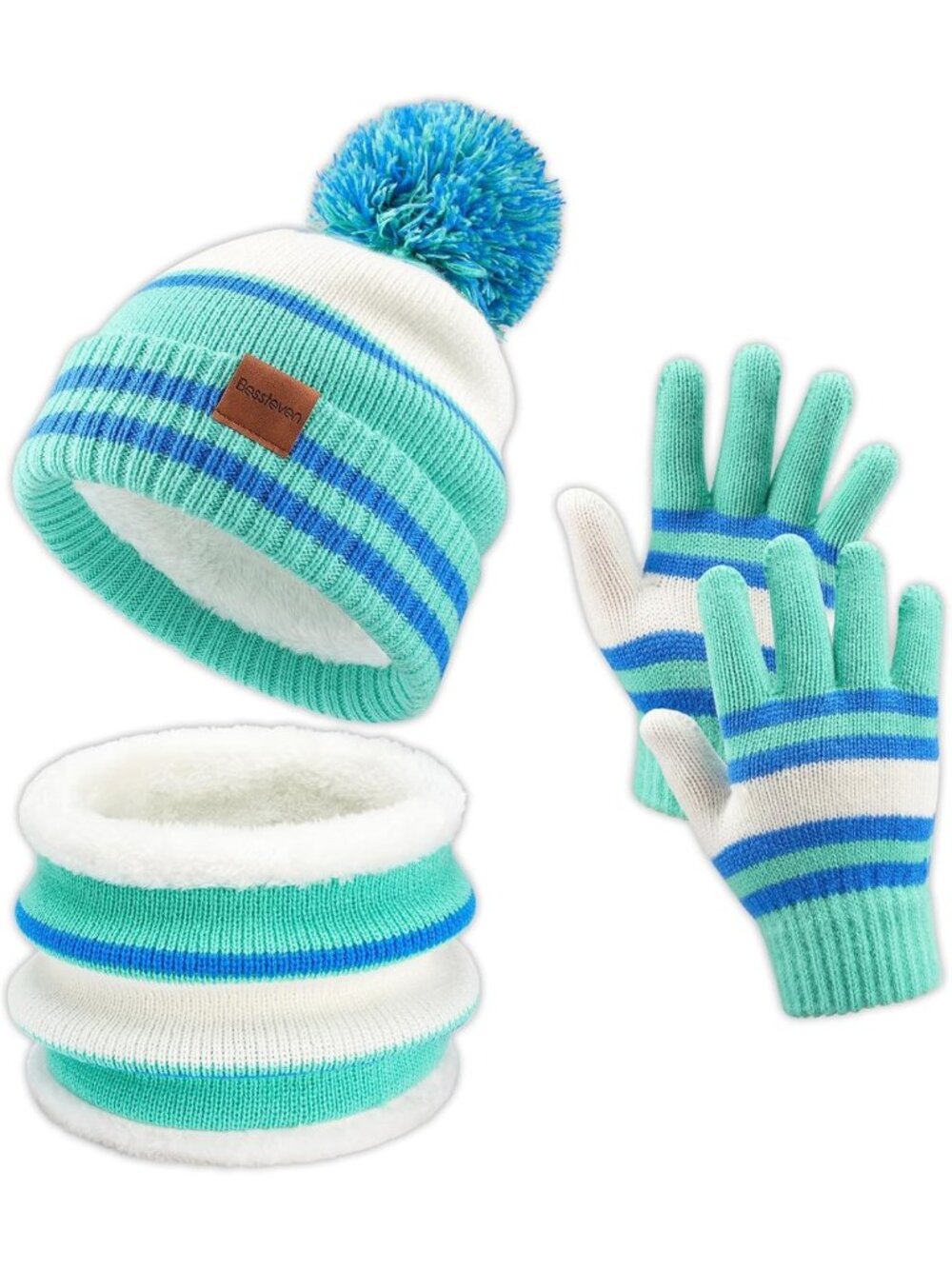 Cozy Kids Winter Hat, Gloves & Scarf Set - Fleece Lined Beanie for Ages 6-10